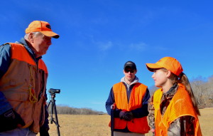 Guide Ken Bruggermann explains the ground rules to first time bird hunter Jaydin Cooper and her dad, Jayson. 
